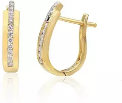 Auksiniai auskarai su brangakmeniais. Metalas: Geltonas Auksas. Praba: 585°. Akmuo: Briliantai - 2 g. - 13 mm. - Briliantai (0,132Ct)