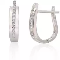 Auksiniai auskarai su brangakmeniais. Metalas: Baltas Auksas. Praba: 585°. Akmuo: Briliantai - 2.19 g. - 13 mm. - Briliantai (0,13Ct)