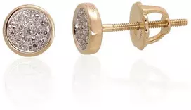 Auksiniai auskarai su brangakmeniais. Metalas: Geltonas Auksas. Praba: 585°. Akmuo: Briliantai - 1.75 g. - 6 mm. - Briliantai (0,076Ct)