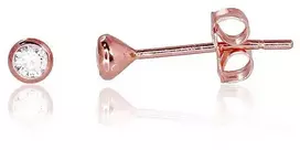Auksiniai auskarai vinukai, Raudonas Auksas, Cirkonai - 3 mm. - 0.27 g.
