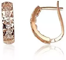 Auksiniai auskarai anglišku užsegimu, Raudonas Auksas, Cirkonai - 1.71 g. - 14 mm.
