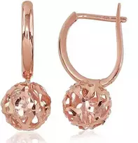 Auksiniai auskarai anglišku užsegimu, Raudonas Auksas, Cirkonai - 1.96 g. - 20 mm.