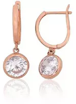 Auksiniai auskarai anglišku užsegimu, Raudonas Auksas, Cirkonai - 2.41 g. - 23 mm.