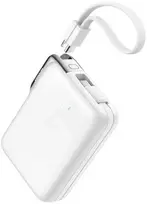 Joyroom JR-PBF27 Pro 10000mAh 30W išorinė baterija su integruotu USB-C laidu ir papildomu dvikrypčiu USB-C–Lightning laidu – balta