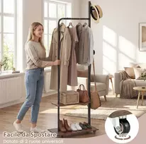 Promotions Drabužių kabykla, 60x30x175 cm, juodai ruda, medis metalas