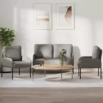 Sofa Sofų komplektai su pagalve 3 pcs Taupe 115 x 56 x 80 cm fanera