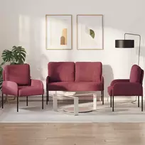 Sofa Sofų komplektai 3 pcs Vyno raudona 115 x 56 x 80 cm fanera