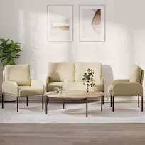 Sofa Sofų komplektai 3 pcs Kreminė 115 x 56 x 80 cm fanera