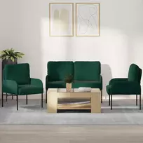 Sofa Sofų komplektai 3 pcs Tamsiai žalia 115 x 56 x 80 cm fanera