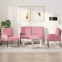 Sofa Sofų komplektai su pagalve 3 pcs Rožinė 115 x 56 x 80 cm fanera