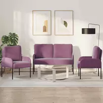 Sofa Sofų komplektai 3 pcs Violetinė 115 x 56 x 80 cm fanera