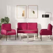 Sofa Sofų komplektai 3 pcs Vyno raudona 115 x 56 x 80 cm fanera