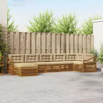 Sofa Lauko sofos komplektas su pagalve 7 pcs Natūralus ir bežinis