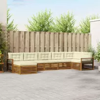 Sofa Lauko sofos komplektas su pagalve 7 pcs Natūralus ir grietinėlė