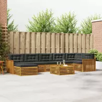 Sofa Lauko sofos komplektas su pagalve 8 pcs Natūralus ir antracitas