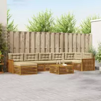 Sofa Lauko sofos komplektas su pagalve 8 pcs Natūralus ir bežinis