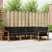 Sofa Lauko sofos komplektas su pagalve 4 pcs Natūrali ir juoda