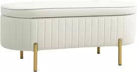 Aosom Suoliukas su sulankstomu dangčiu ir daiktadėže 108x44x43,5 cm, balta medžiaga ir metalas