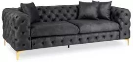 Morentas MORRENTO trivietė sofa, tamsiai pilka, aksominė, modernus žavesys