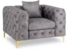 Sofa SORRENTO 1S poilsio fotelis, pilkas aksomas, modernus žavesys