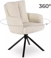 Fotelis Minkštas besisukantis svetainės krėslas JUNE, kreminės spalvos, velvetas, modernus