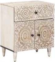 Lovos spintelė Balta 50 x 33 x 60 cm Kietas mango medis