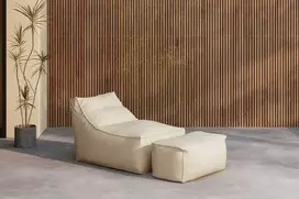 Sofa Venture Design Lounge krepšys Redang su pufu 94x72x40 cm smėlio spalvos