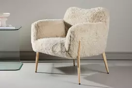 Venture Design Fotelis Zenzi 50x50x45 cm Smėlio spalvos dirbtinis kailis