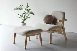 Sofa Venture Design Fotelis ir pakojis, smėlio spalvos