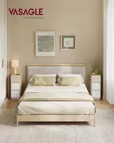 Songmics Naktinis staliukas rinkinys Slim su stalčiais 40x30x60 cm Smėlio spalvos drožlių plokštė