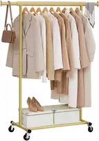 Songmics Drabužių stovas 92x45x161,5 cm šviesiai auksinės spalvos plienas