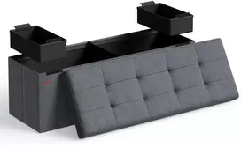 Songmics Saugojimo pufas 110x38x38 cm Pilkas aksomas