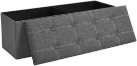 Songmics Sandėliavimo pufas 110x38x38 cm Pilkas Sulankstomas
