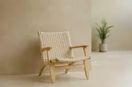 Sofa Venture Design Fotelis 61x45 cm smėlio spalvos balinto medžio poliesterio virvė guma