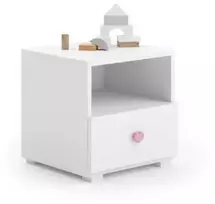 Naktinis staliukas EMI (baltas, rožinė rankena)