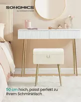 Songmics Tualetinio stalo taburetė 30x40x50 cm balta su daiktadėže