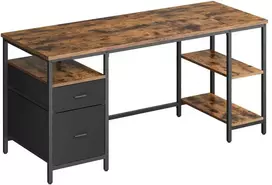Songmics Kompiuterio stalas 160x60x76 cm Rudos ir juodos spalvos plienas ir medžio drožlių plokštė