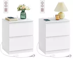 Songmics Naktinis staliukas rinkinys 40x35x49 cm Baltas Su Saugykla