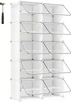 Songmics Batų lentyna 82x32x152 cm balta plastikas