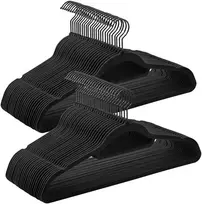 Songmics Drabužių pakabos 43,5x22,5x0,6 cm Juodas aksomas