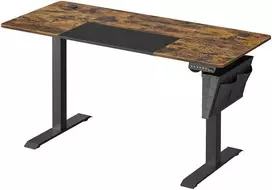 Songmics Stalinė darbo vieta 140x60x120 cm Ruda Juoda aukščio reguliuojama plieninė