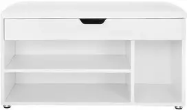 Songmics Batų suoliukas 80x44x30 cm baltos spalvos medžio drožlių plokštė