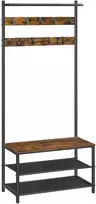 Songmics Drabužių stovas 64x32.2x180 cm Juodas Rudas suoliukas plienas