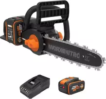 WORX akumuliatorinis grandininis pjūklas 20 V, 30 cm ilgio juosta, bešepetėlinis variklis, WG350E