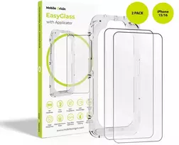 Mobile Origin EasyGlass su aplikatoriumi iPhone 15/16, 2 vnt. pakuotė