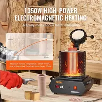 Elektrinė krosnelė Elektrinė metalo lydymo krosnis 1350W 1150°C, skaitmeninė krosnis auksui, sidabrui, variui ir aliuminiui, juvelyrikos liejimo įranga su tigliais, žnyplėmis ir pirštinėmis