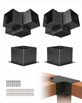 Pergolos laikiklių rinkinys, 4 krypčių kampiniai laikikliai 142 mm sijoms, stulpų pagrindas pavėsinėms ir terasoms, lengvai montuojamos jungtys lauko konstrukcijoms, 4 vnt