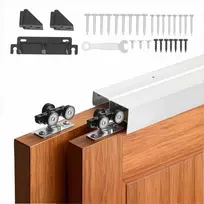Prasilenkiančių stumdomų durų furnitūros komplektas, aliuminio lydinio dvigubas bėgelis, 25-45 mm storio ir 610 mm pločio durims, tylus slydimas, lengvas montavimas