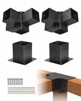 Pergolės laikiklių rinkinys, 92 x 92 mm vidinis dydis, tvirtas 4 krypčių kampinis laikiklis medinėms sijoms, lengvas montavimas pavėsinėms ir terasoms, stulpų pagrindo komplektas