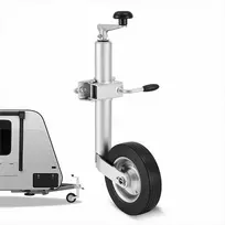 Priekabos domkratas su ratuku kemperiams, arklių priekaboms ir ūkinėms priekaboms, didelės galios 150 kg talpa, ergonomiška rankena, cinkuotas anglinis plienas, atraminis ratukas
